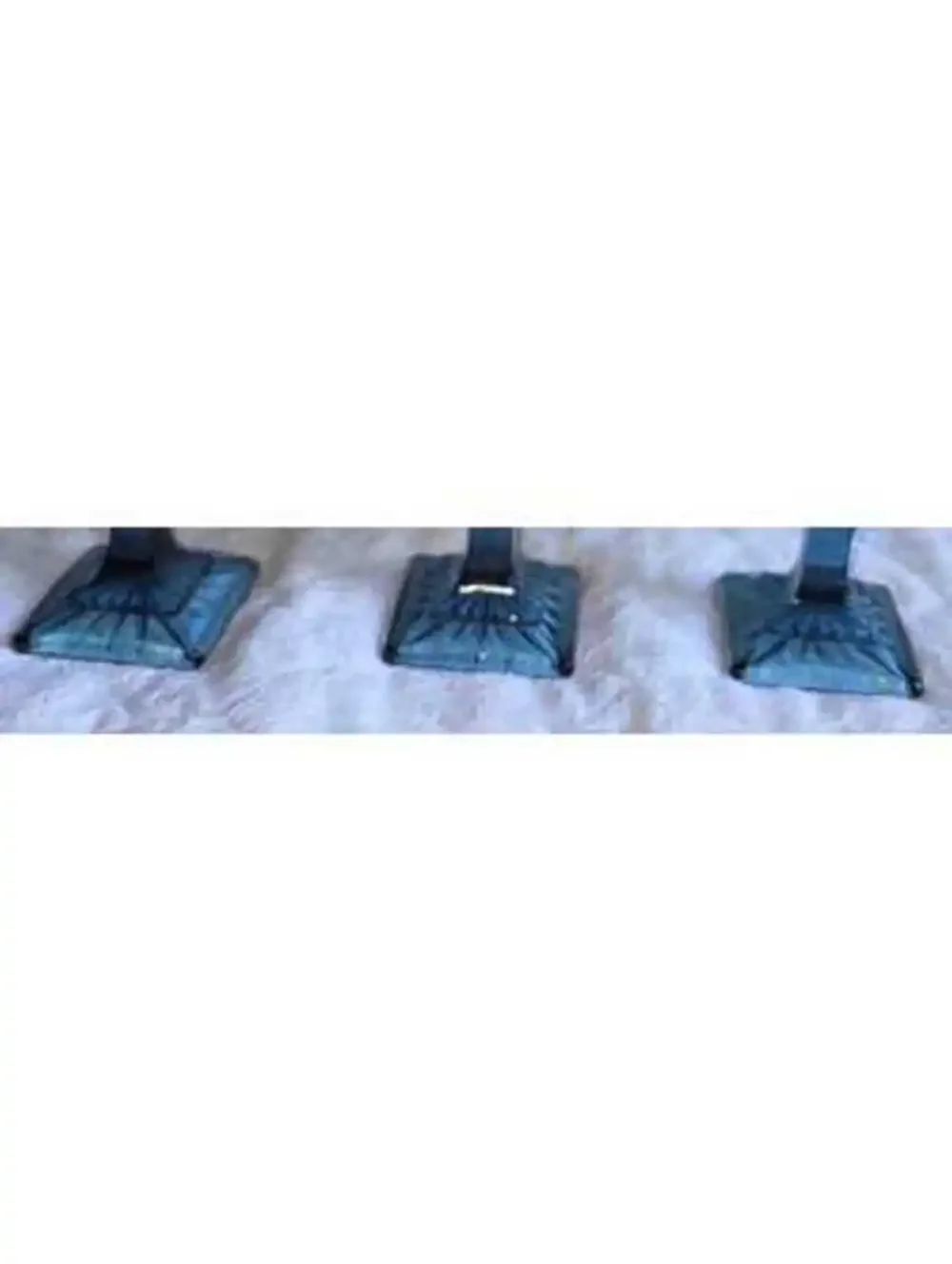 Vintage Blue Pressed Glass Goblets Set of 3 Square Foot Pedestal Wine Water